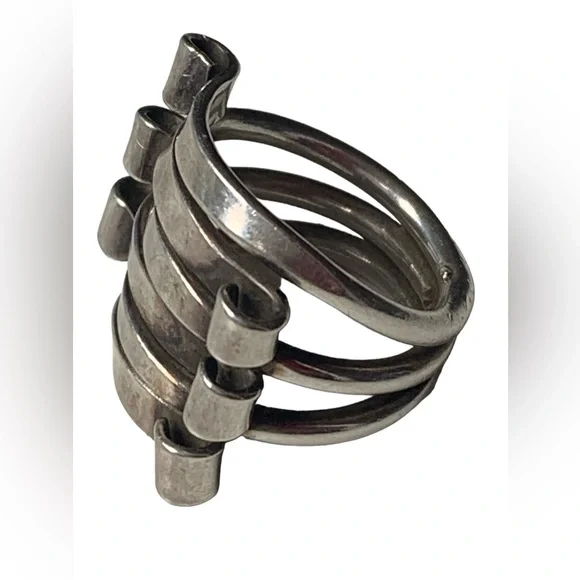 Vintage Modernist Design Sterling Silver Ring Women’s Jewelry Ring - Picture 4 of 8